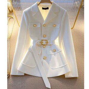 Women's Blazer Coat New 2025 Autumn Long Sleeve Casual Single Breasted Elegant O